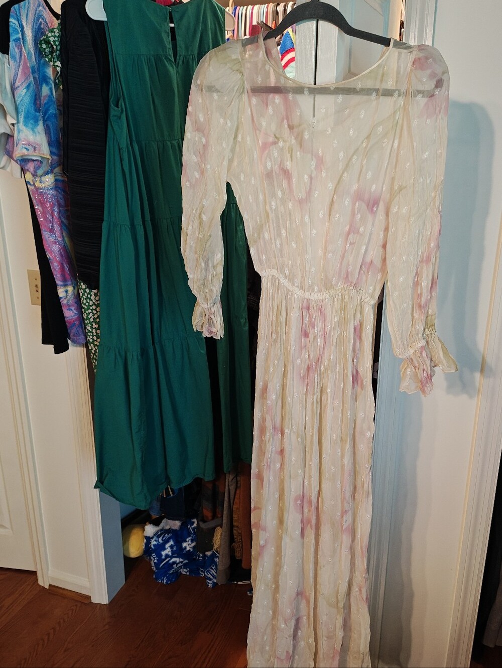 Vintage Sheer Floral Overlay Dress
